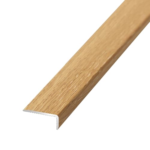 階段 滑り止め 木製階段用木目調階段エッジプロテクター、L字型アルミニウム合金階段ノージングトリム、防水階段ノーズ、取り付け簡単(Style E)