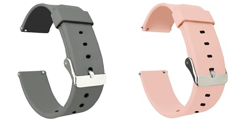 Image of ACM Pack of 2 Watch Strap Silicone Belt 22mm compatible with Beatxp Unbound Neo Smartwatch Casual Classic Band (Grey /Creame Pink)