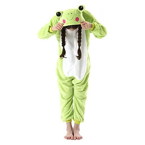 Onesies Costumes Novelty Cosplay Pjamas Animal Christmas Pyjamas Halloween Party Dresses Frog Tag:115=130(For height:126cm-134cm) Cover