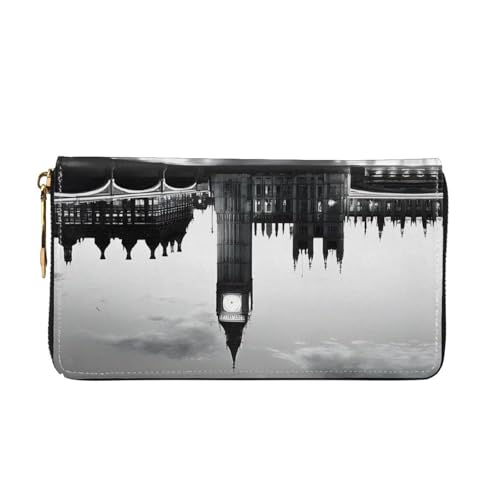 (London) Faux Leather Wallet Long Clutch Zipper Purse Card Holder Travel Coins Cash Organizer Phone Pocket 7.48 x 4.13 x 0.9 inches2