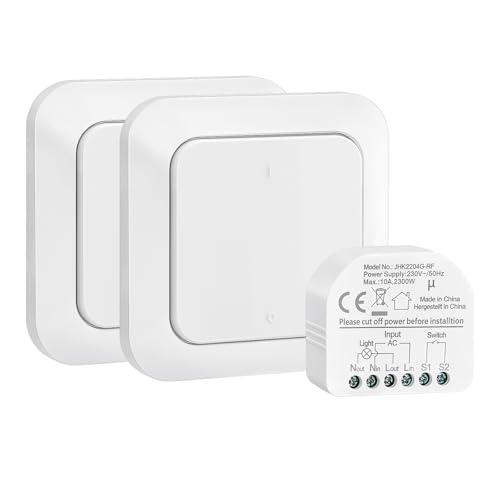 SURAIELEC Funk Lichtschalter Set, 2 Funk Wandschalter + 1...