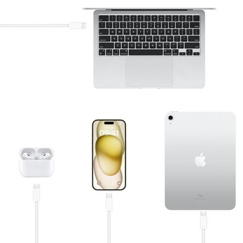 Image of NISHTECH 60W USB C to USB C Cable (3ft, White) - Fast Charging for iPhone 15 Pro Max, iPad Pro, MacBook Pro and More (1 Pack)