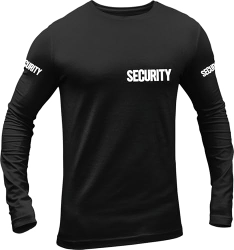 Mens Long Sleeve Security T-Shirt (BB Chest & Security Sleeve Black/White M)