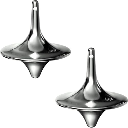 2Pcs Accurate Spinning Top Forever Spin Portable Precision Metal Spinner Top Premium Exquisite Perfect Balance Desktop Gyro Vintage Totem Zinc Alloy Desk Little Fidget Games