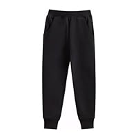 Stolpyzh Kids Trousers Boys Girls School PE Jogging Pants Tracksuit Sweatpants (Black, 5-6 Years)