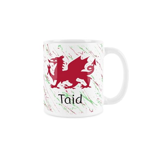 Purely Home Welsh Dragon Grandad Mug - Red & Green Wales Taid Souvenir Gift - Tea/Coffee Present Ceramic Cup