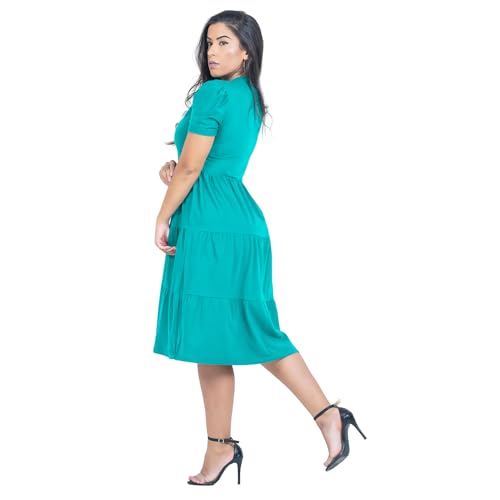 Vestido Midi Moda Evangélica 3 Marias (BR, Alfa, M, Regular, Regular, VERDE JADE)