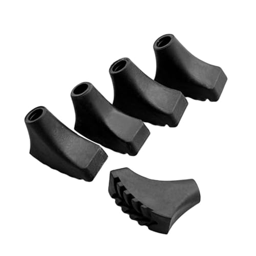 FOMIYES 5Pcs Trekking Poles Skid Foot Protectors Durable Crutch Pads for Climbing Easy to Install Cane Foot Covers for Enhanced Grip for Snowshoeing and Mountaineering