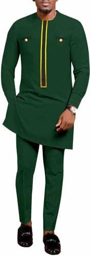 Costume africain dashiki homme : ensemble 2 pièces slim fit avec chemise et pantalon traditionnel