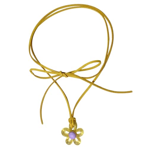 Colorful Flower Pendant Necklace Acrylic Plum Blossom Charm Clavicle Chain