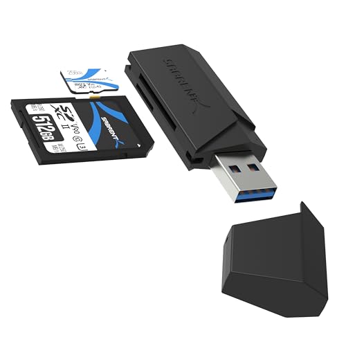 Lecteur de Carte Mémoire, SD/Micro SD à USB 3.2 Adaptateur Double Slot pour Cartes MMC, TF, SDXC, SDHC,Micro SDHC, Micro SDXC, UHS-I, 5Gbps Transfert Rapide, Accès Simultané à 2 Cartes (CR-UMSS)