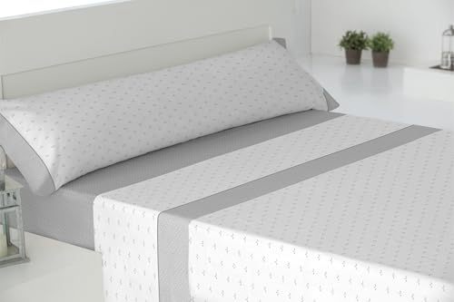 Cisne Rojo Juego Sábanas Poliéster Algodón para Cama 135 cm. Color Gris. Modelo Dalia. (200059-135-G)