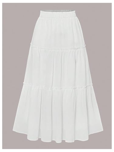 SOLY HUX Women's Summer Ruffle A Line Maxi Skirts Elastic High Waisted Tiered Layer Flowy Long Skirt2