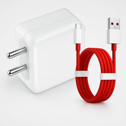 Image of 80W Type C Supervooc Charging Charger with 1M Cable Support Dash /Superdart /Wrap /Vooc for Oneplus 13s /13 / 13R /Open /12 /12R /11 /11R /10 Pro /10R /10T /9Pro /9R /8Pro /Nord 5 /Ce5- Fast Charge Adapter 80Watt-White