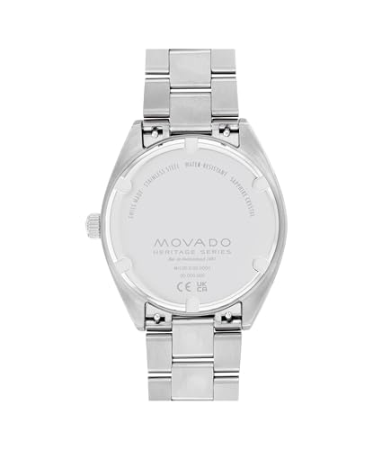 Movado Heritage Datron Men's Luxury Quartz Watch, Swiss Movement, Stainless Steel Bracelet, Water-Resistant up to 5ATM, Classic Timepiece - Gift for Him - 39mm3