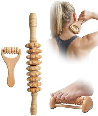 3Pcs Wooden Massage Tools, Massage Roller, Foot Roller for Planta...
