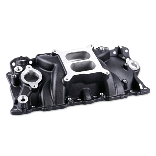 Image of 2701 EPS Dual Plane Intake Manifold for SBC 262-400 V8 Black | Compatible with Chevy Small Block 305 327 350 383 1955-1986 Idle-5,500 RPM Cast Aluminum Square Bore