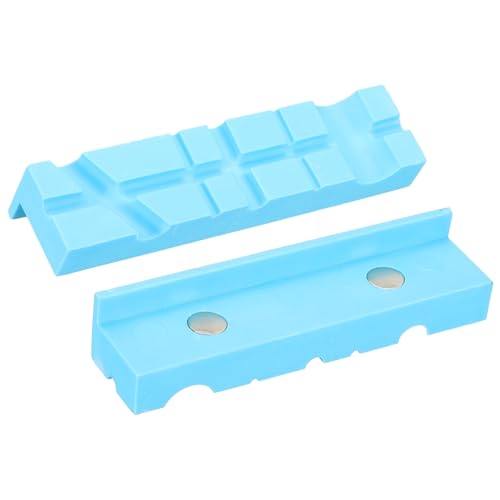 sourcing map 1 Set Vise Jaw Pads 5 Rubber Magnetic Vise Soft Jaws Standard Anti-Scratches Vice Covers Tools for DIY Making Woodworking Clamping Plumbing, Blue