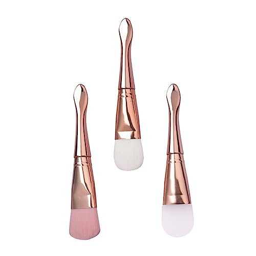 HONMEET Silicone Mask Brush Set 3pcs Face Mask Applicator Comfortable Rose Gold Handle for Beauty Tools