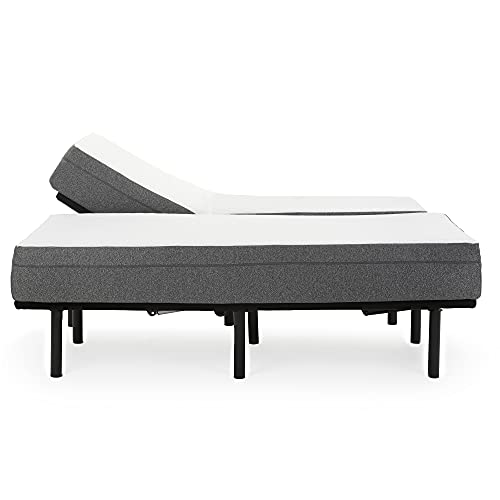 Blissful Nights E1 Adjustable Bed Frame With 8" Firm Gel Infused Memory Foam Mattress, Head Only Incline And Wired Remote No Tools Required Assembly (Split King) #TOP14