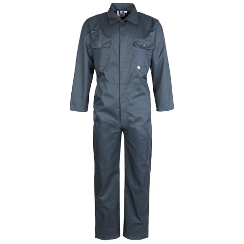 Fort - Stud Front Coverall - Green, 40" - 240gsm Durable Work Overalls - with Action Back Elastication & Multiple Pockets - Hardwearing Polycotton Construction - Comfortable Clothing Protection