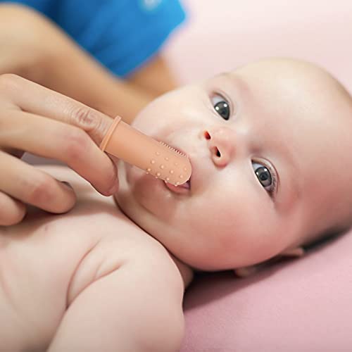 Image of Baby Finger Toothbrush with Case, Food Grade Silicone, BPA Free, 2-Pack (Sage+Ether)