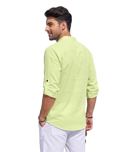 Image of Men's Cotton Blend Combo Short Kurta with Mandarin Collar Neck Full Sleeves Solid Pattern Curved Hemline Regular Fit and Standard Length (Pack of 3)