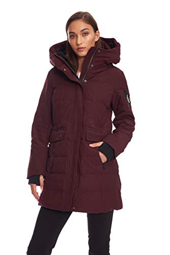 Alpine North Women's Vegan Down Mid-Length Parka Coat Grape