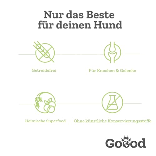 Goood - Adult Freilandlamm - Nassfutter, Hundefutter - mit regionalem Gemüse und Beeren - Getreidefrei, Glutenfrei, Weizenfrei, Ohne Konservierungsstoffe - 6 x 400g
