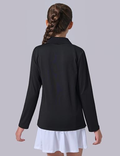 Image of Liberty Pro 3 Pack Youth Girls Long Sleeve Golf Polo Shirts | Collared Shirts, 3-Button Placket, Moisture Wicking Tops for Kids, Teens, School Uniform, Golf, Tennis