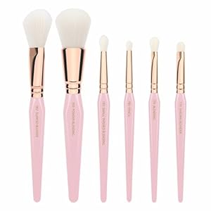 Bdellium Tools Pink Golden Triangle Luminescent Makeup Brush Set – Premium Tool with Soft Synthetic Bristles and Rose Gold Brass Ferrule for Multipurpose (Pink, 6 pcs)