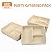 Celel 100 Pack 3 Compartment Paper Bowls for Dinner Dish with Sides and Chip Dips, Microwavable Compartment Paper Food Trays for Carnival Party Restaurant Catering