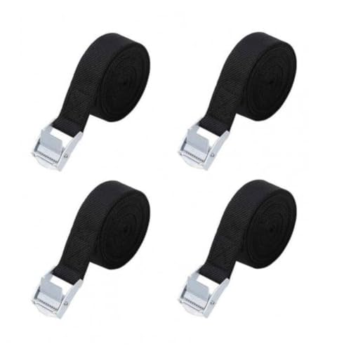 Image of Tie Down Straps, Heavy Duty Lashing Straps, Adjustable Cam Buckle Straps with Metal Buckle for Motorcycle, Cargo, Trucks, Trailer, Luggage (2.5m, Black) (4pcs)