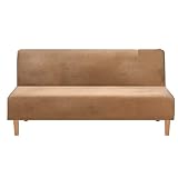 GELISURE Futon-Abdeckung Samt, armlose Sofa-Abdeckung ohne Armlehnen, dick, weich, mit elastischer Unterseite, Schlafsofa-Abdeckung, Couch-Abdeckung für Wohnzimmer, Haustier-echtes Leder, 4