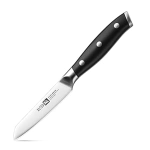 Stahl 3.5 inch Paring Knife High Carbon Exclusive German Steel Fruit Knife, Small Kitchen Knife with Ergonomic Handle (Black)