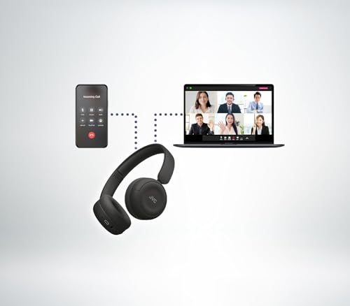 Casque sans Fil JVC avec autonomie de 50 Heures, Coussinets Souples, Conception Pliable, Bluetooth 5.3, Connexion multipoint, Application égaliseur EQ, Micro intégré – Noir Mat - HAS59WB