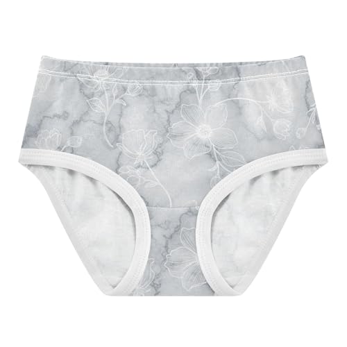 Gray White Marble Texture Floral Girls Underwear Toddlers 2t Cotton Little Girl Panties Colorful Kids Undies Briefs