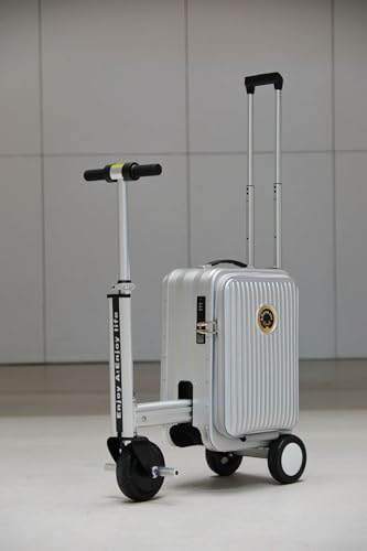 20" Electric Rideable Suitcase – Silver Scooter Luggage with 250W Motor & TSA Lock4
