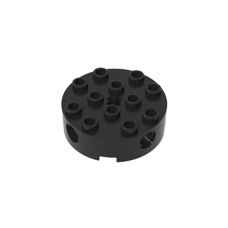 XYEIUGO Compatible with LEGO 6222 Round Brick Round 4x4, Black, 10 PCS
