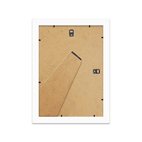 A4 Gold Ornate Picture Frame With White Mount for A5 (14.8 x 21cm - 5.8 x 8.3in) Poster, Photo, Artwork, or Print. Portrait and Landscape Display with Wall Hooks