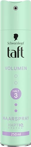 Schwarzkopf Taft Haarspray Volumen (250 ml), Haltegrad 3 Haarstyling für Alle Haartypen, Vegane Formel
