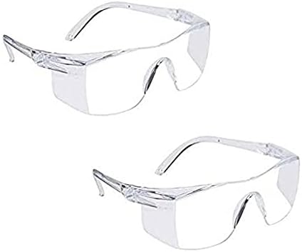 Ekon Clear Safety Glasses Eye Protection Goggles Personal Anti-fog Equipment Transparent Medical Protective Glasses Clear Anti- Fog Lens Reusable Laboratory Glass for Men and Women- Pack of 2 White