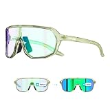 KAPVOE Lunettes de cyclisme photochromiques pour homme et femme - Lunettes de soleil pour VTT - Lunettes de sport noires - Protection UV