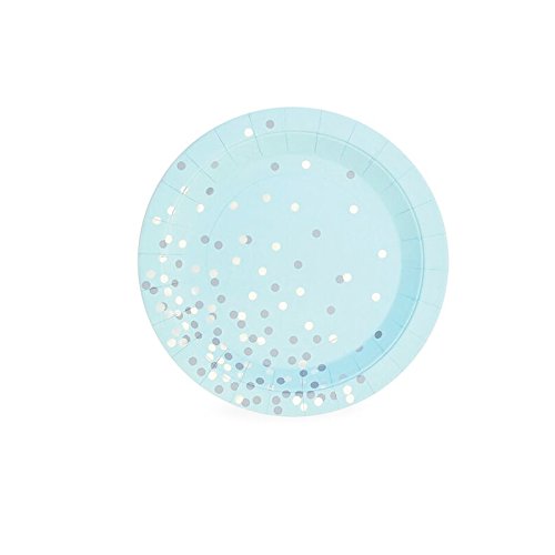 Paper Eskimo DPBC3185 Dessert Plate (12 Pack), Blue Confetti
