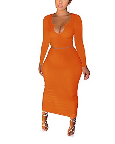 Image of Women Sexy Two Piece Skirt Outfits Long Sleeve /Sleeveless V Neck Bodycon Ribbed Knitted Maxi Club Party Dress