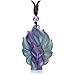 CrystalTears Collier avec pendentif en forme de renard en fluorite arc-en-ciel naturel pour homme et femme