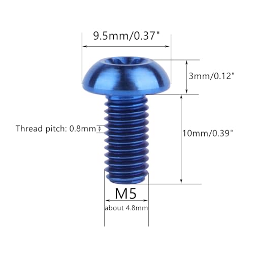 Image of 6PCS Titanium Bike Screw M5x10mm Bicycle Disc Brakes Rotor Bolts Torx T25 Head (Blue)