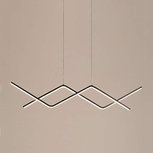 LIUNJHUY Modern Black Metal Linear Pendant Light Contemporary Dimmable Chandelier Gold Minimalism Dining Room Ceiling Hanging Lamp for Kitchen Island Restaurant Living Room Breakfast Bar Interesting