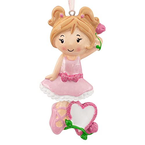Uniqxmas Personalized Ballet Girl Christmas Ornament 2023 - Free Customization | Ballerina Figurine In Pink Costume With Heart & Rose For Xmas Tree | Unique Keepsake - Custom Name & Year #TOP1