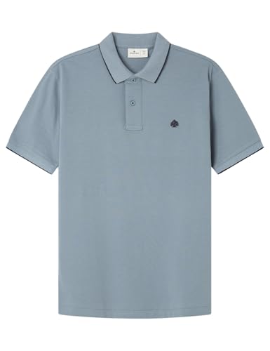 Springfield SS Polo Pique Slub TIPPINGS with Tree EMBRO8IDERY. 100% BCI Cotton, Azul, L para Hombre